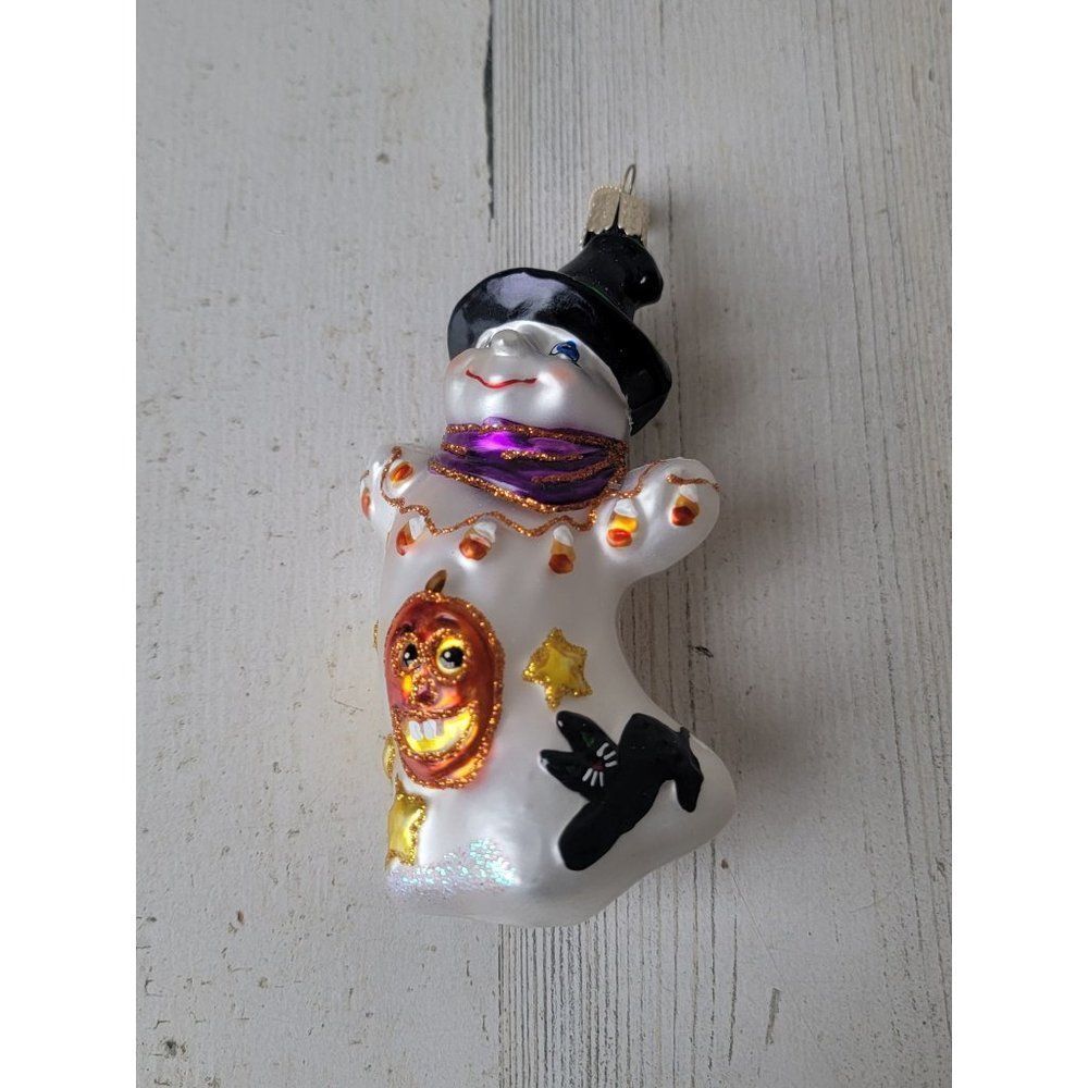OWC fit to be tied 2002 ghost Halloween blown glass ornament